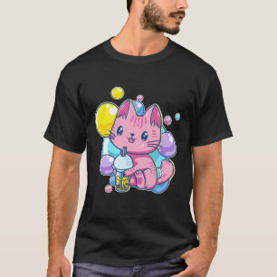 Camiseta 90S Bebendo B de Gatinhos Gatinhos Kawaii Pink Pas