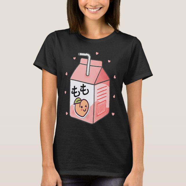 Camiseta 90s Japanese Otaku Aesthetic Peach Juice Box Cute (Frente)