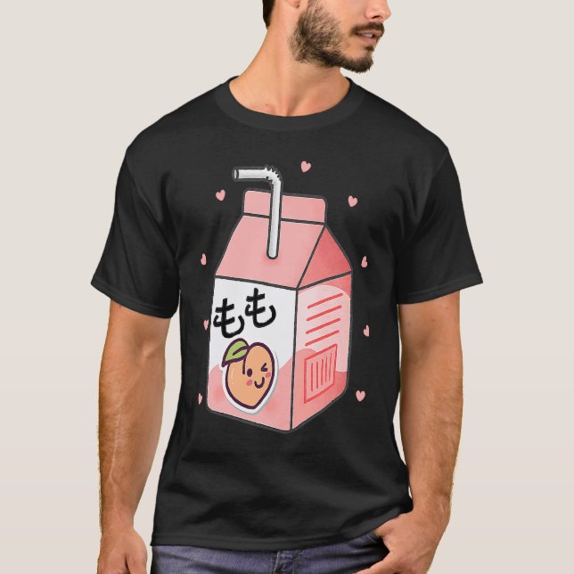 Camiseta 90s Japanese Otaku Aesthetic Peach Juice Box Cute (Frente)