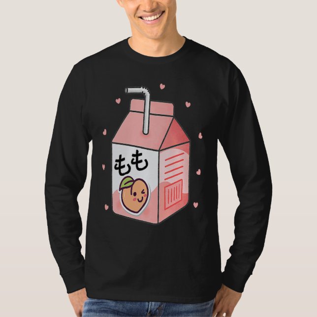 Camiseta 90s Japanese Otaku Aesthetic Peach Juice Box Cute (Frente)
