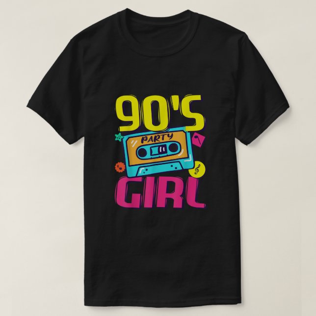 Camiseta 90s Meninas Roupa 90s Festas Festas Figuras 1990s  (Frente do Design)
