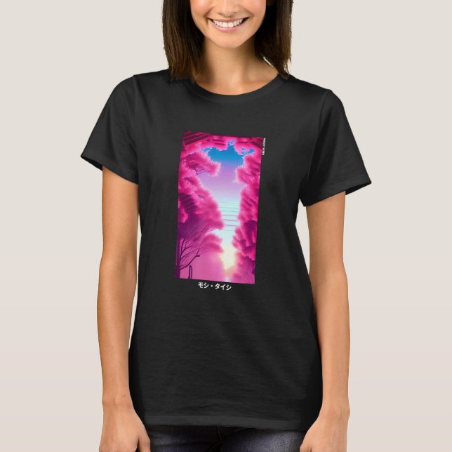 Camiseta 90's Retro Japanese Vaporwave Cherry Blossom Aesth (Frente)