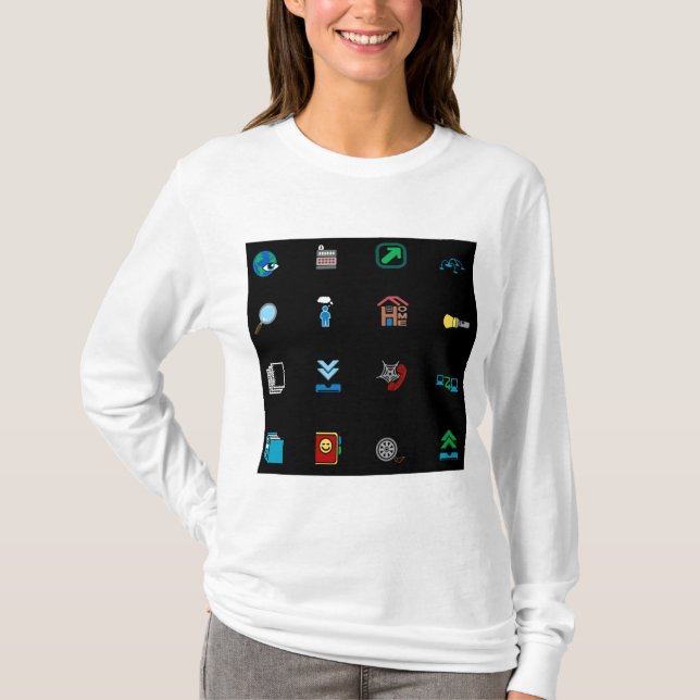 Camiseta 90s Retro Tech and Web Icon Pattern (Frente)