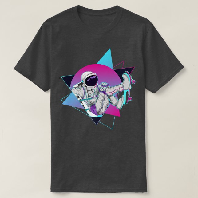 Camiseta 90s Skateboarder Synthwave Espaço Vaporwave A (Frente do Design)