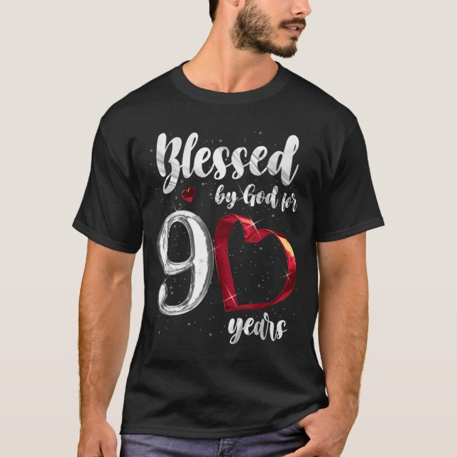 Camiseta 90th Birthday Blessed By God For 90 Years Birthday (Frente)