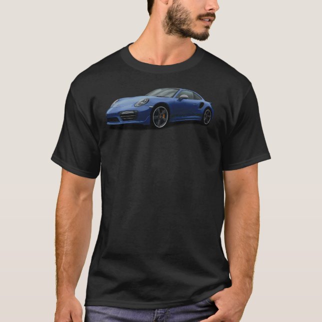 Camiseta 911 991 Turbo S Desenhado Digitalmente - Azul Escu (Frente)