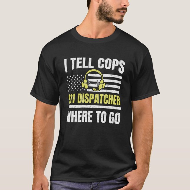 Camiseta 911 Despacho Thin Yellow Line Dispatch US Americ (Frente)
