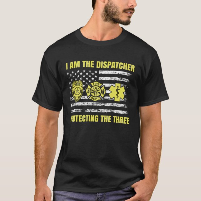 Camiseta 911 Despacho Thin Yellow Line Dispatch US Americ (Frente)