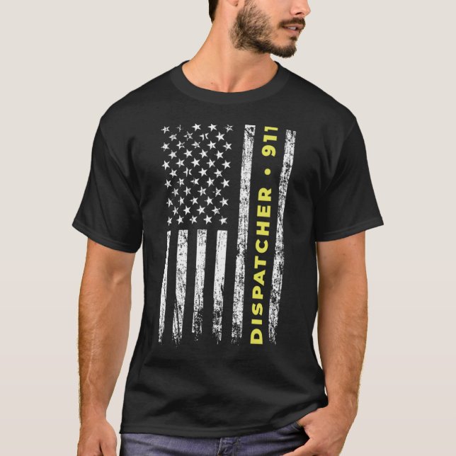Camiseta 911 Despacho Thin Yellow Line Dispatch US Americ (Frente)