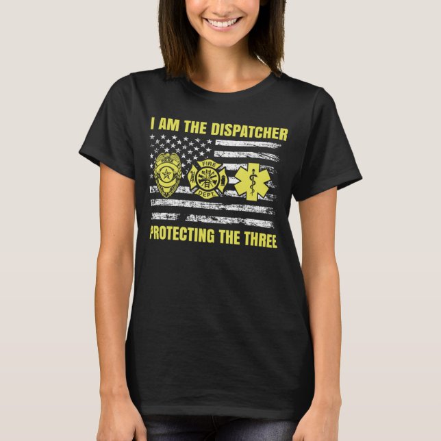 Camiseta 911 Despacho Thin Yellow Line Dispatch US Americ (Frente)