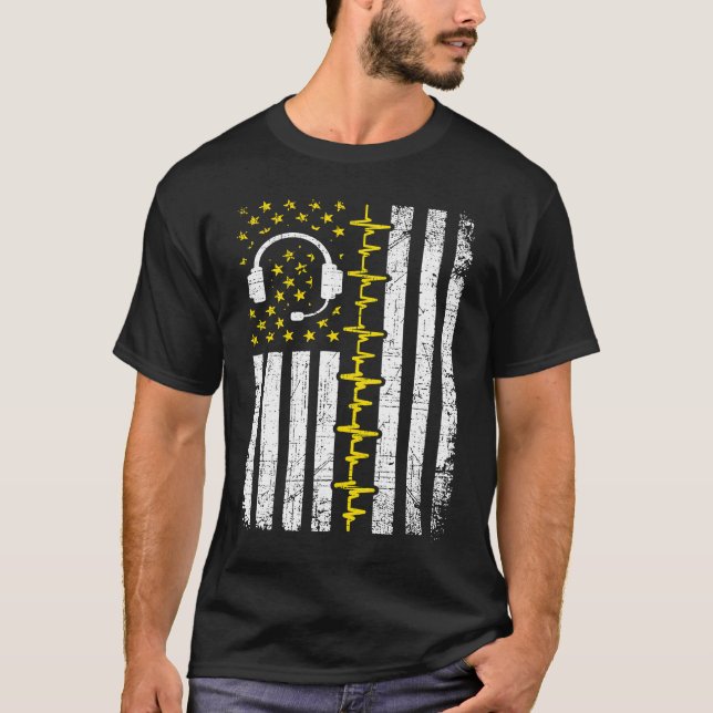 Camiseta 911 Dispatcher Flag Emergency Responder Police Dis (Frente)