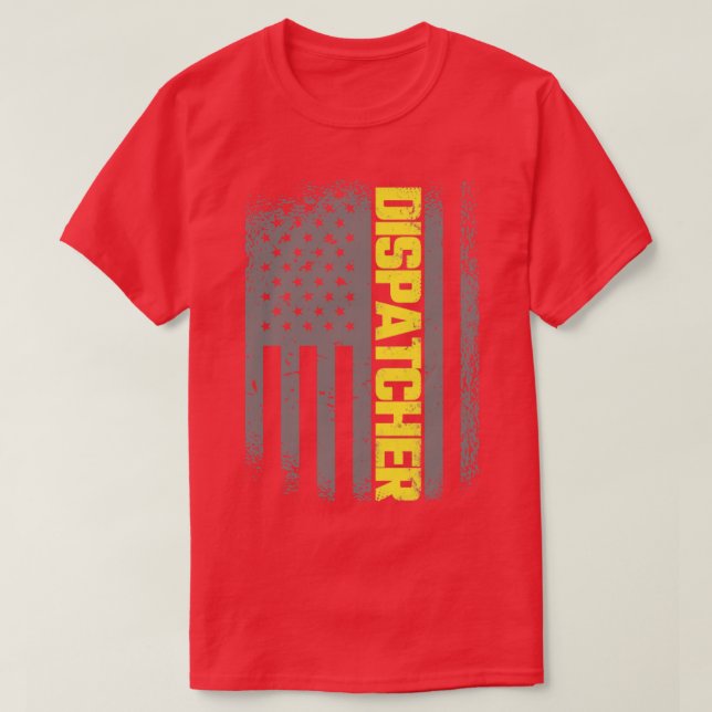 Camiseta 911 Dispatcher Thin Dourado Line USA Flag Emergenc (Frente do Design)