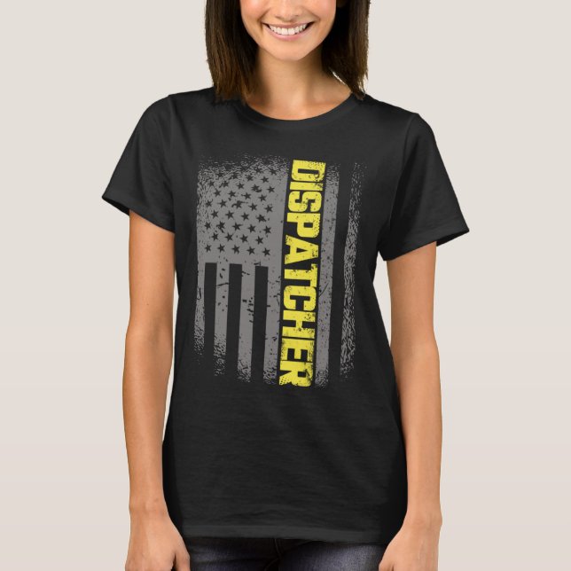 Camiseta 911 Dispatcher Thin Gold Line US Flag Emergency Di (Frente)