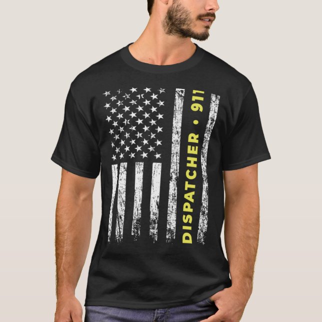 Camiseta 911 Dispatcher Thin Yellow Line Dispatch US Americ (Frente)