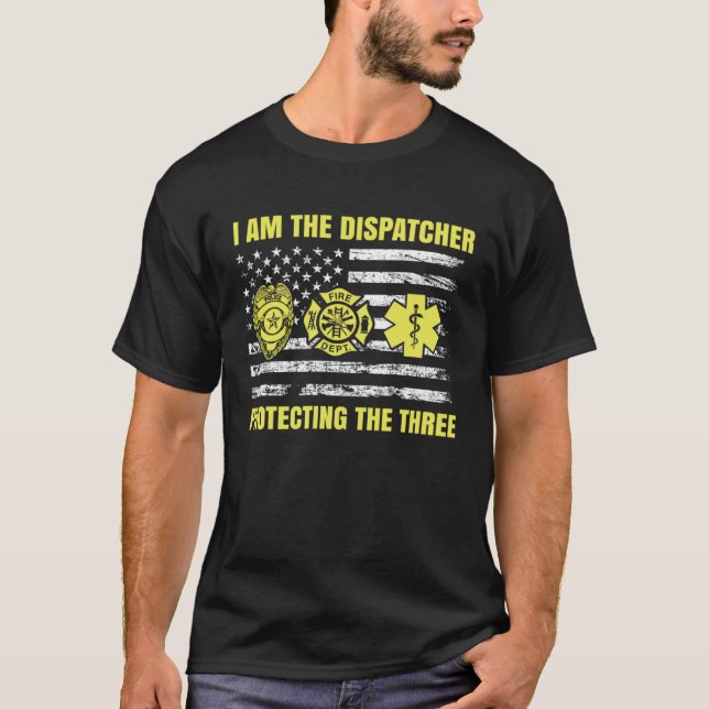 Camiseta 911 Dispatcher Thin Yellow Line Dispatch US Americ (Frente)