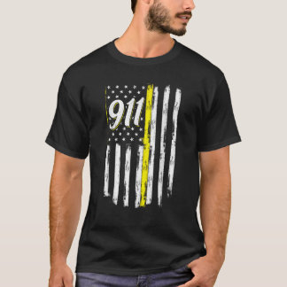Camiseta 911 Dispatcher Thin Yellow Line Police USA Flag