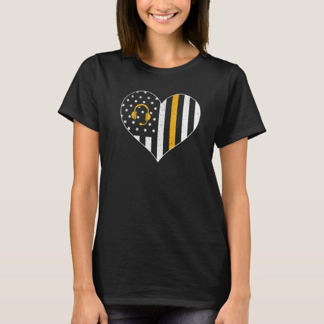 Camiseta 911 Dispatcher U Flag Heart Emergency Dispatchin (Frente)