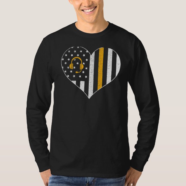 Camiseta 911 Dispatcher U Flag Heart Emergency Dispatchin (Frente)