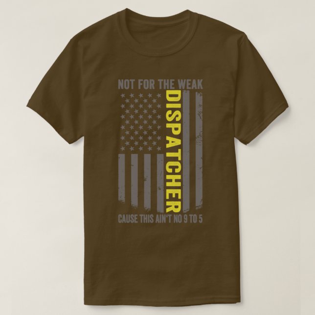Camiseta 911 Dispatcher US Flag Thin Dourado Line Emergency (Frente do Design)
