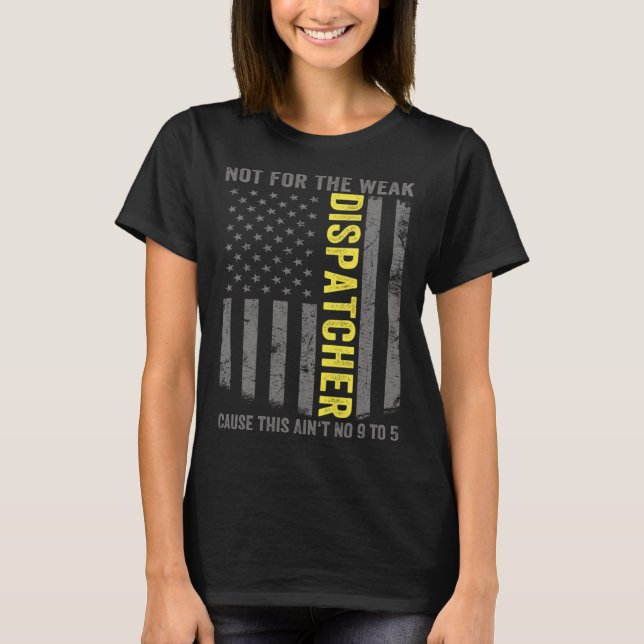 Camiseta 911 Dispatcher US Flag Thin Gold Line Emergency Di (Frente)