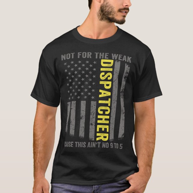 Camiseta 911 Dispatcher US Flag Thin Gold Line Emergency Di (Frente)