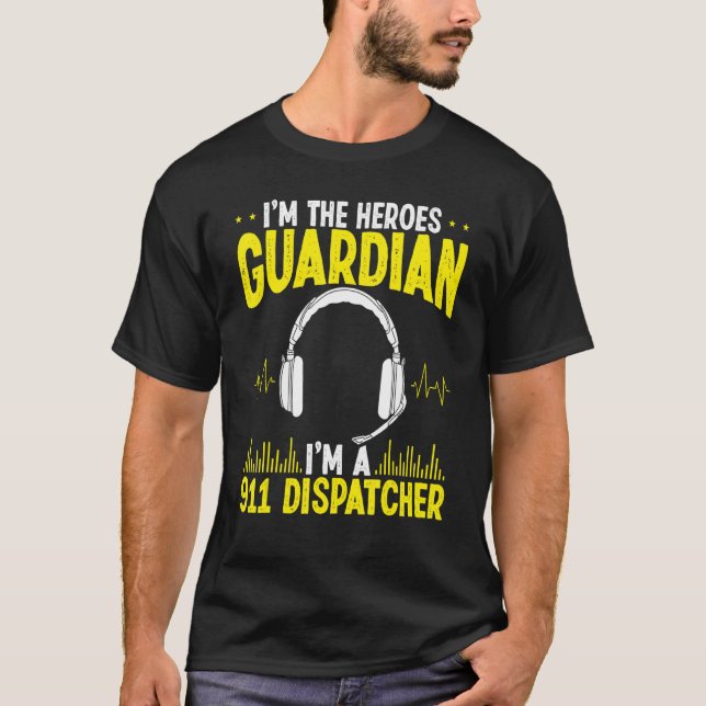 Camiseta 911 Fire and Police Dispatcher Gold Line Emergency (Frente)