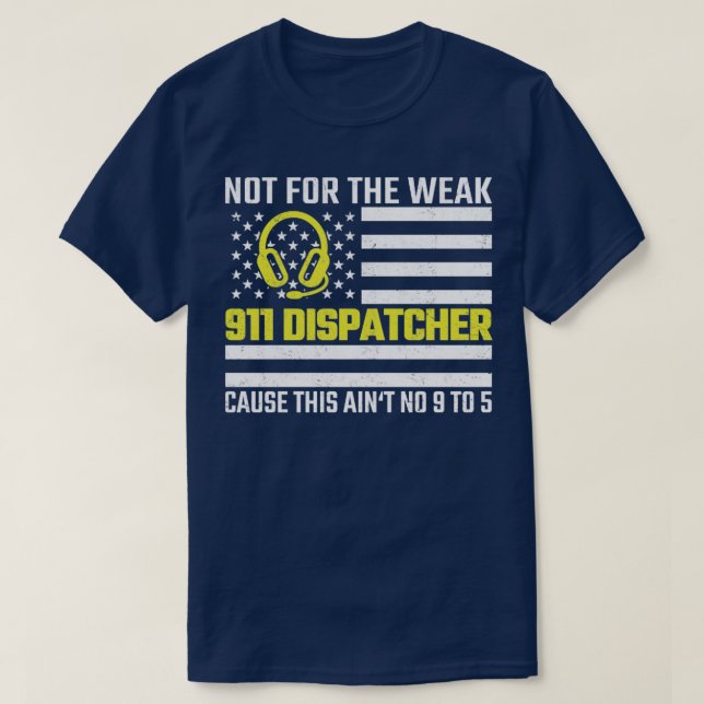 Camiseta 911 Operator US Flag Thin Gold Line Emergency Disp (Frente do Design)