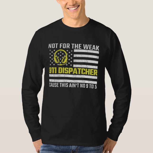 Camiseta 911 Operator US Flag Thin Gold Line Emergency Disp (Frente)