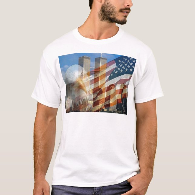 Camiseta 911 torres da bandeira da águia (Frente)