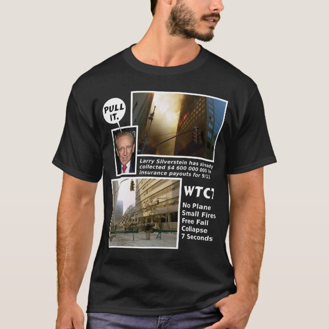 Camiseta 911 tração da verdade WTC7 ele tshirt escuro (Frente)