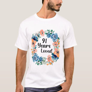 Camiseta 91 Anos Amava Mamãe Vovó 91 Anos Nascimento De 91