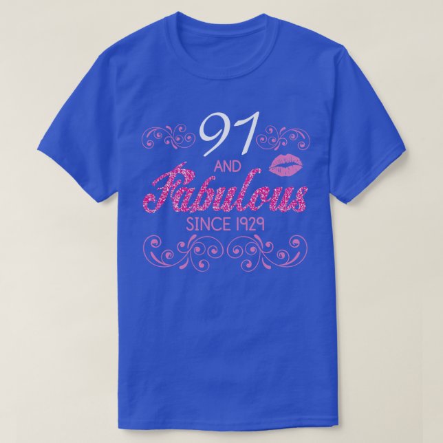 Camiseta 91 Anos De Idade E Fabuloso Desde 1929 Feliz Birth (Frente do Design)