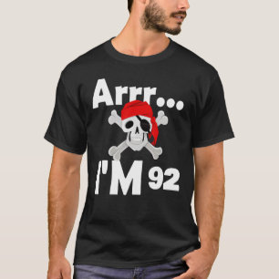 Camiseta 92.º Aniversário do Crânio Pirata De 92 Anos