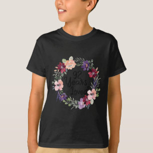 Camiseta 92 Anos Floral Amado Aniversário de 92 anos Mulher