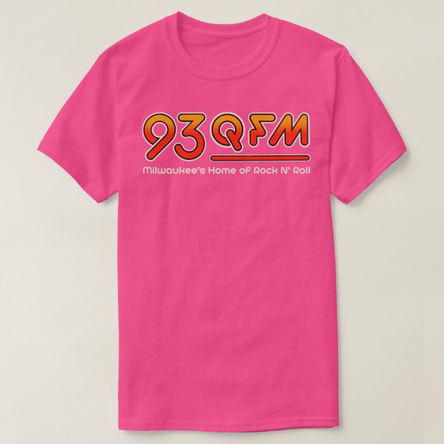 Camiseta 93 QFM Milwaukees Rock N Roll Defunct Radio Statio (Frente do Design)