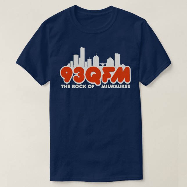 Camiseta 93 QFM The Rock of Milwaukee Defunct Radio Station (Frente do Design)
