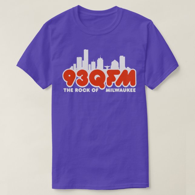Camiseta 93 QFM The Rock of Milwaukee Defunct Radio Station (Frente do Design)
