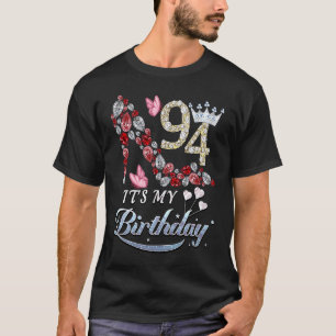 Camiseta 94 anos É meu 94º aniversário Calçados de Diamante
