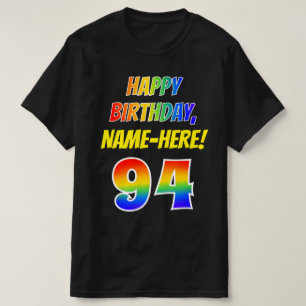 Camiseta 94.o Aniversário — Negrito, Divertido, Rainbow