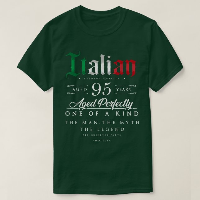 Camiseta 95. º aniversário Oferta italiana de idade de 95 a (Frente do Design)