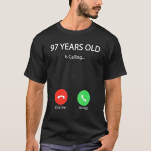 Camiseta 97 anos chama Feliz 97 anos de aniversário