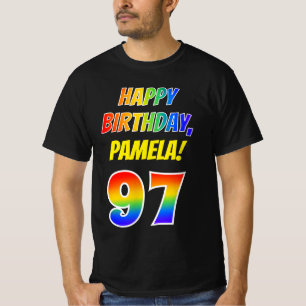 Camiseta 97.o Aniversário — Negrito, Divertido, Rainbow 