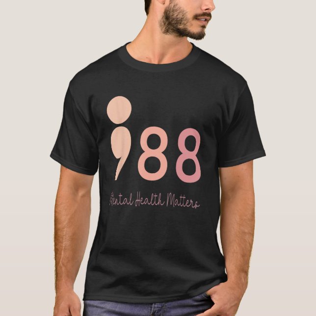Camiseta 988 Assuntos de Saúde Mental do Semicolon Prevenir (Frente)