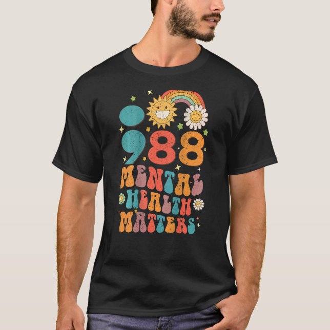 Camiseta 988 Saúde Mental Assuntos de Prevenção de Suicídio (Frente)