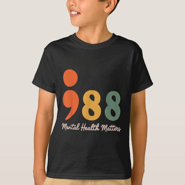 Camiseta 988 Saúde Mental Por Semicolon Prevenção Suicida (Frente)