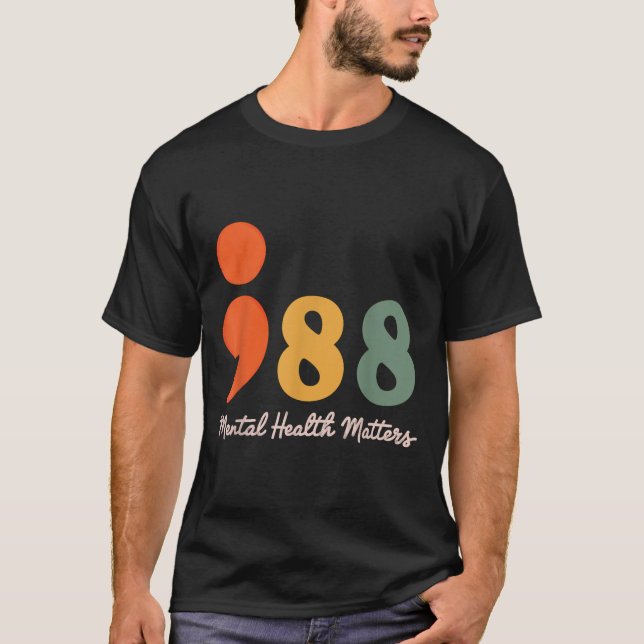 Camiseta 988 Saúde Mental Por Semicolon Prevenção Suicida (Frente)