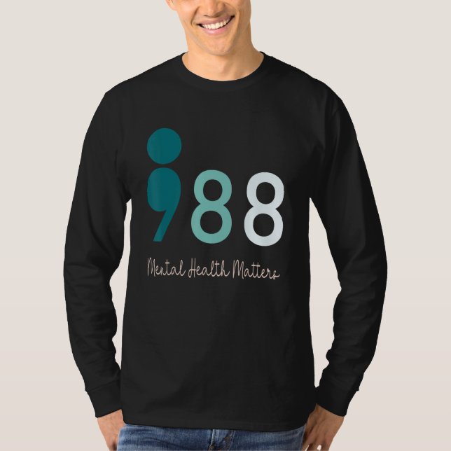 Camiseta 988 Semicolon Mental Health Matters Suicide Preven (Frente)