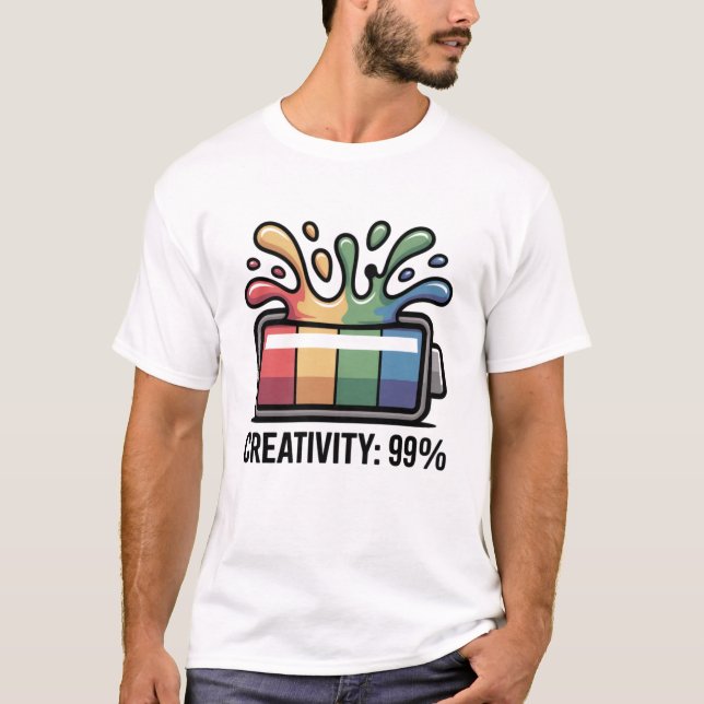 Camiseta 99 Percent Creativity Battery Splash Funny Artist  (Frente)