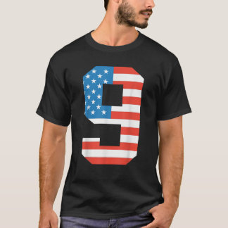 Camiseta 9.º aniversário Bandeira Americana 4.º de julho Me