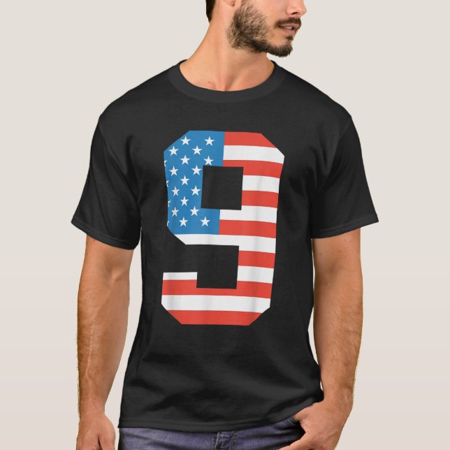 Camiseta 9.º aniversário Bandeira Americana 4.º de julho Me (Frente)